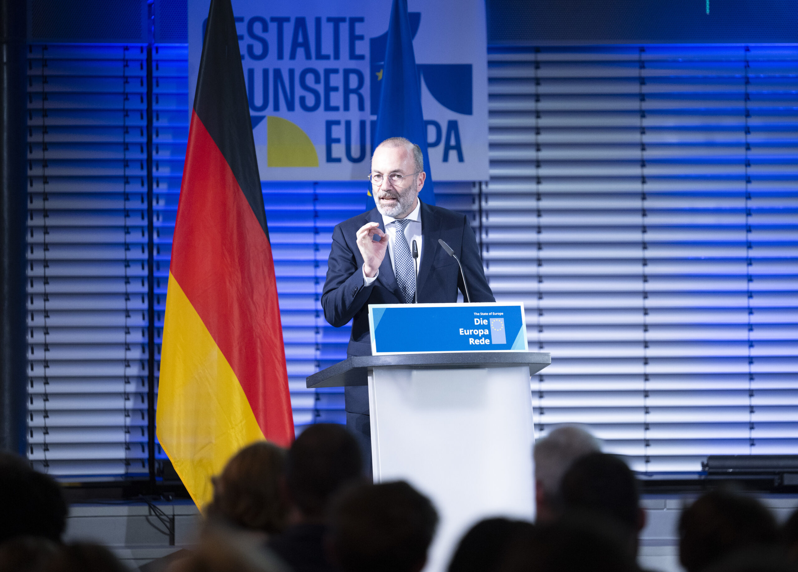 Berlin, 10.11.2025: Europa-Rede von Manfred Weber, Partei- und Fraktionsvorsitzender der Europäischen Volkspartei (EVP) im Allianz Forum. Foto: KAS/Jens Jeske